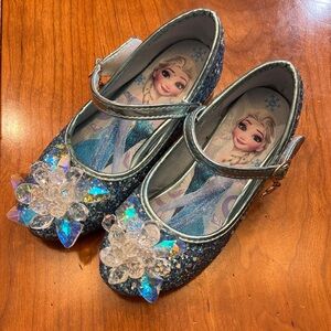 Glittery Blue Shoes with Crystal Embellishments